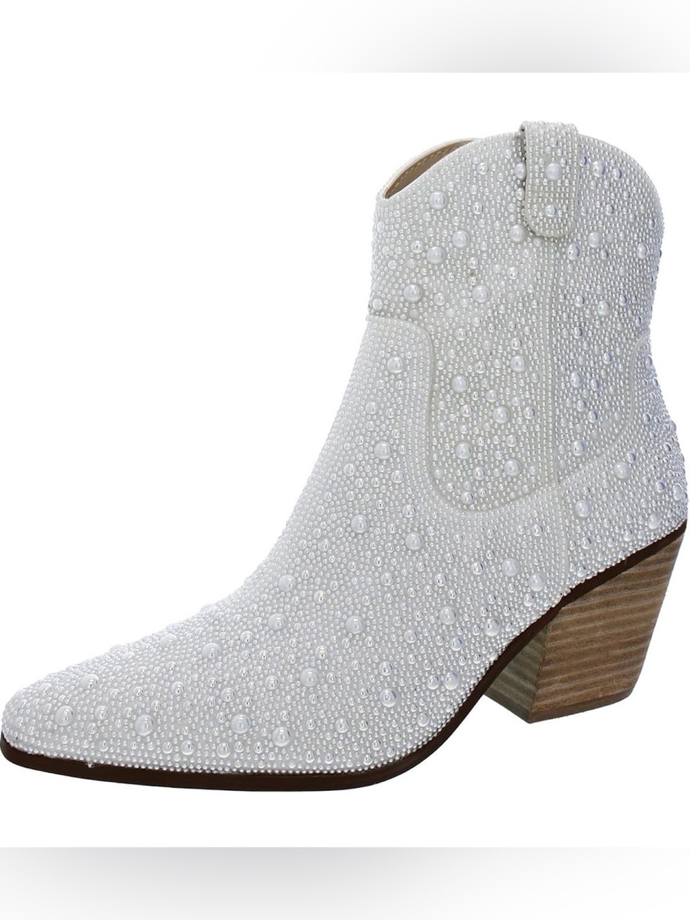 Betsey Johnson Diva White Pearl Bridal Wedding Ankle Boots Booties Size 8.5